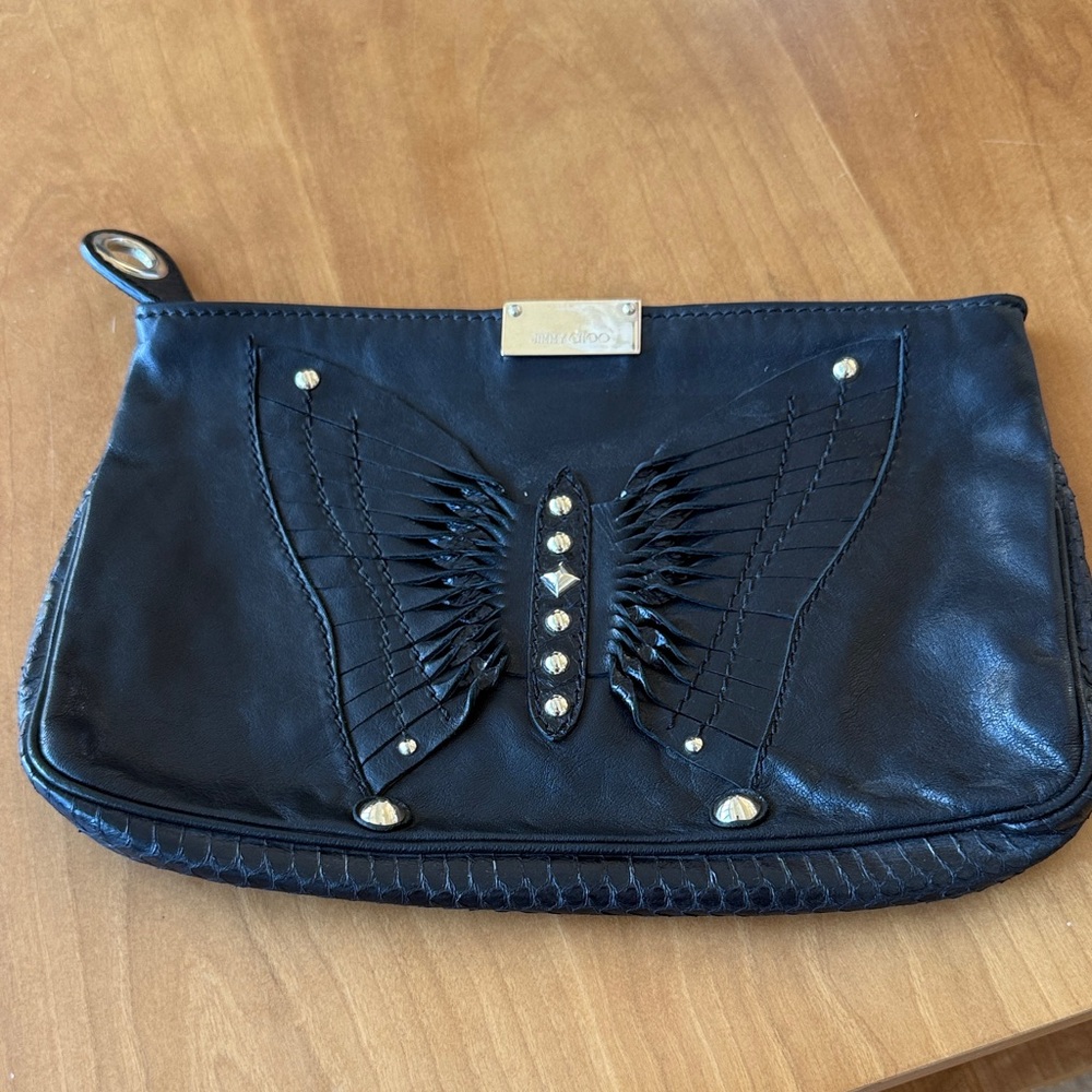 Jimmy Choo Black Clutch with Butterfly Design